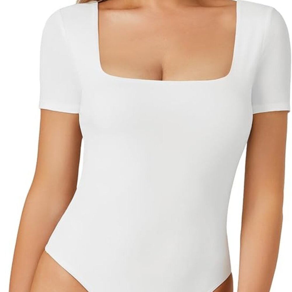 Square neck short sleeve bodysuit